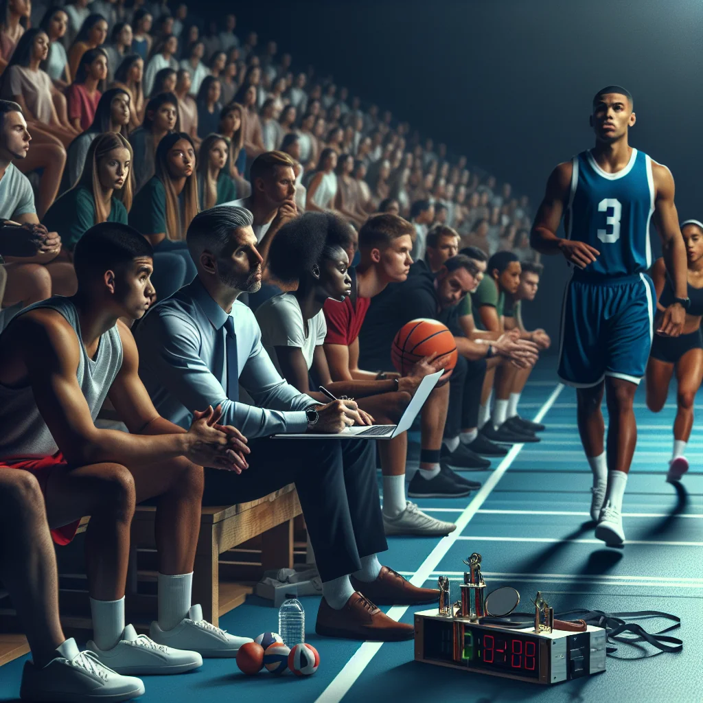 A professional team working on recruiting network for college coaches solutions in a modern office environment with natural l