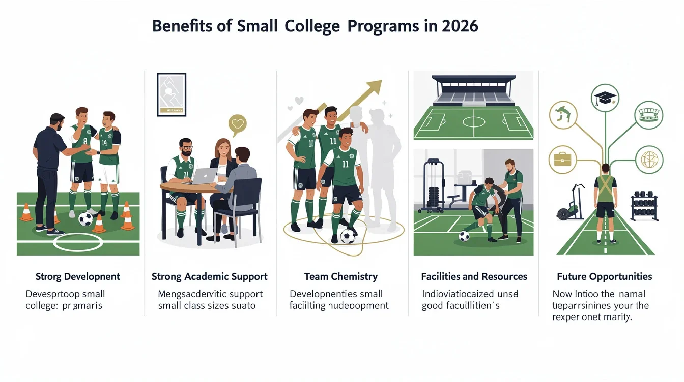 A step-by-step visual process guide demonstrating how benefits of small college soccer programs 2026 works