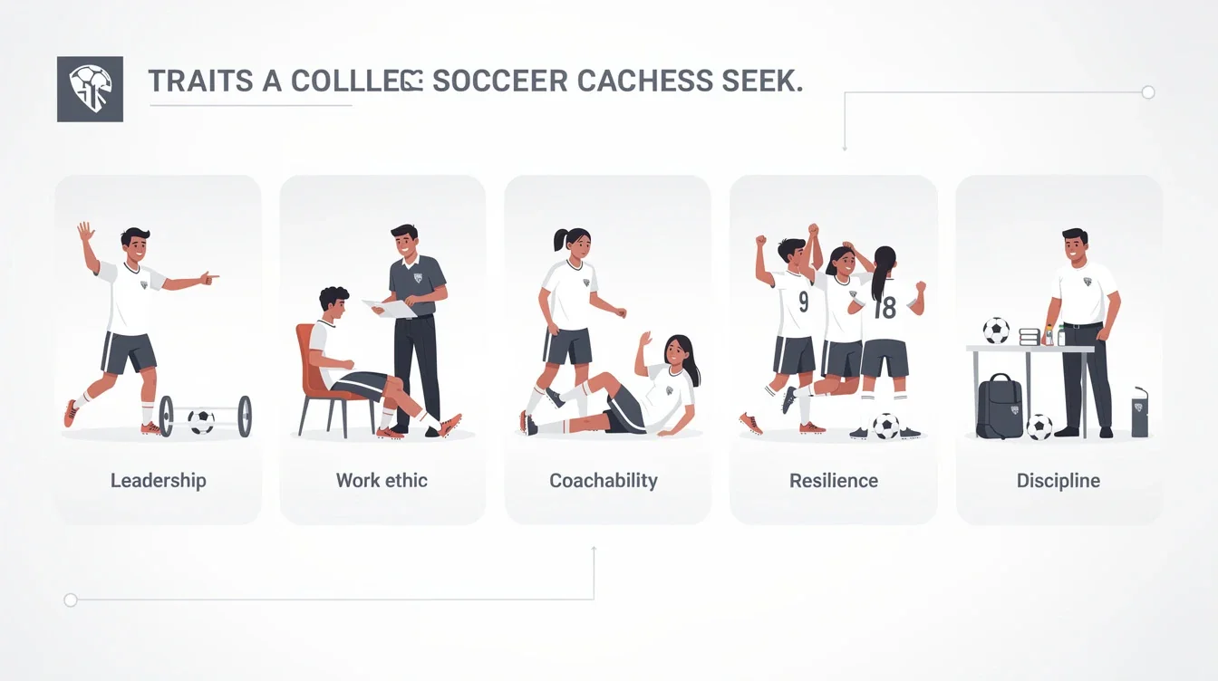 A step-by-step visual process guide demonstrating how character traits college soccer coaches seek works