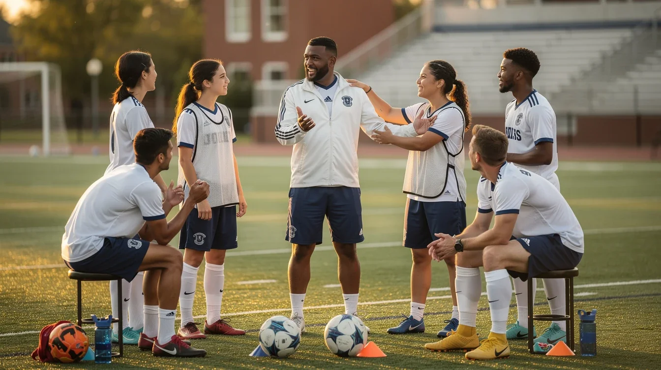 An illustrated diagram showing the key benefits of college soccer coach trust building strategies strategies