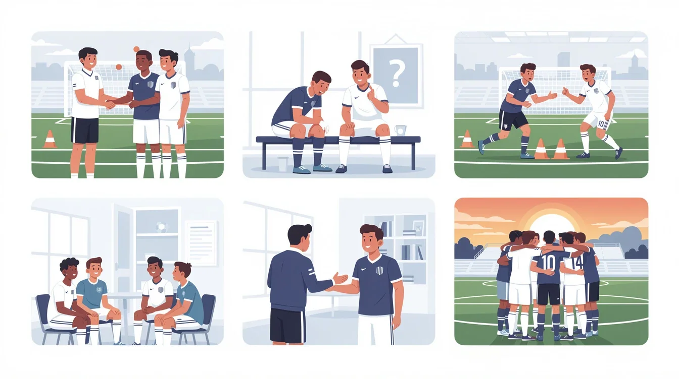 A step-by-step visual process guide demonstrating how college soccer coach trust building strategies works