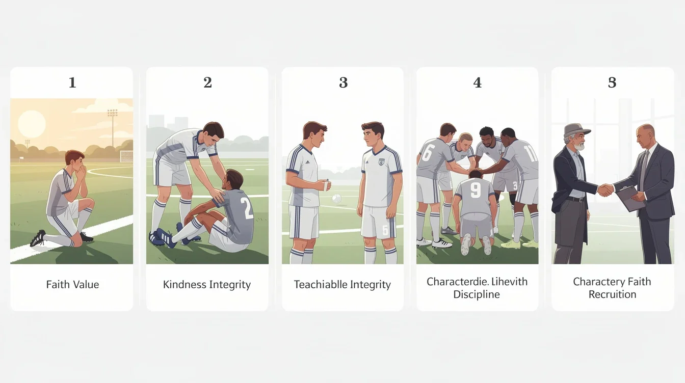 A step-by-step visual process guide demonstrating how importance of character faith in soccer recruiting works