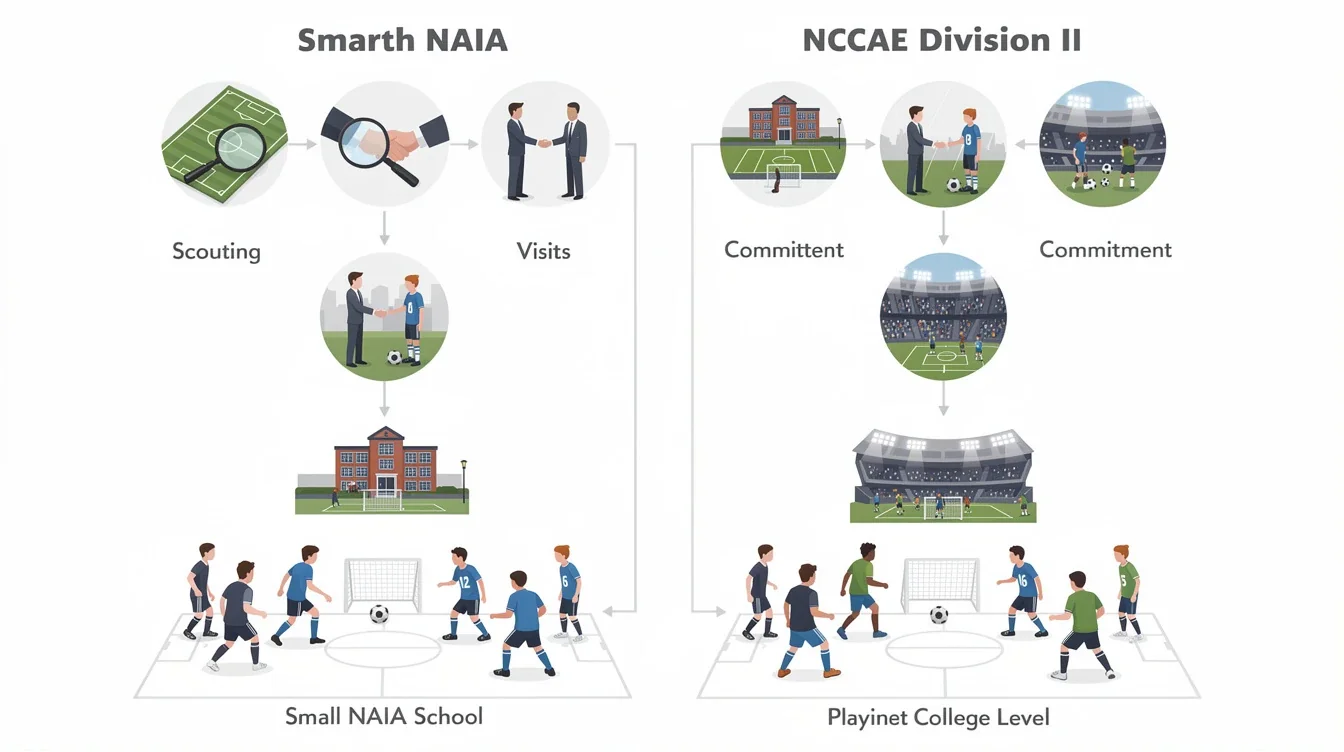 A step-by-step visual process guide demonstrating how small naia vs ncaa division ii soccer opportunities works
