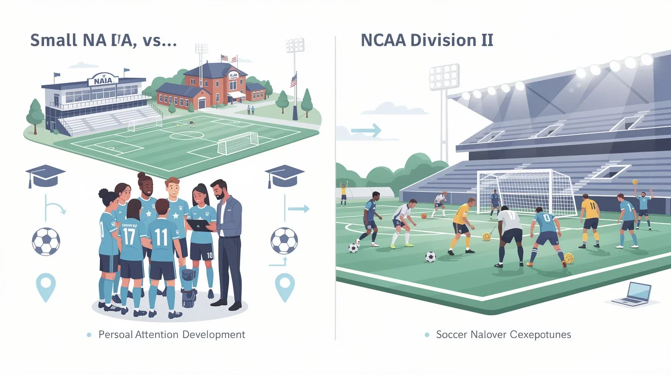 A summary infographic highlighting best practices for small naia vs ncaa division ii soccer opportunities