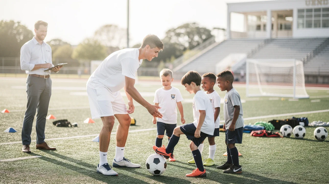 An illustrated diagram showing the key benefits of volunteering impact on college soccer recruiting strategies
