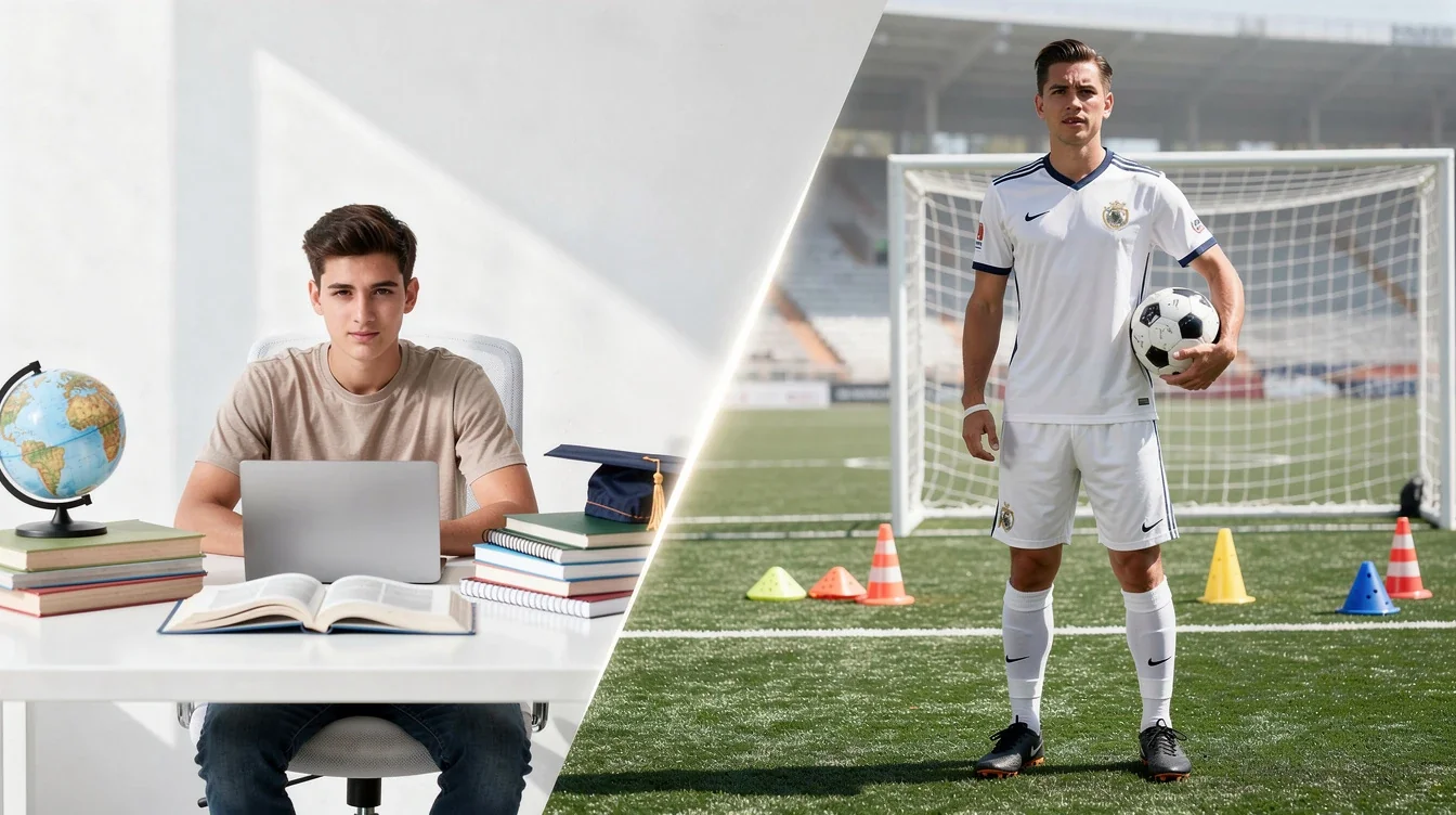 An illustrated diagram showing the key benefits of academic vs athletic soccer scholarship comparison 2026 strategies