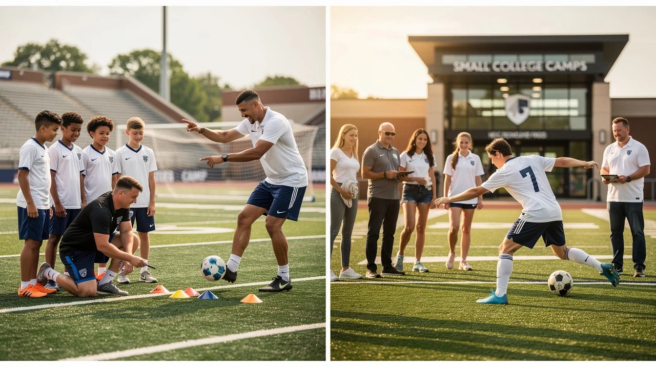 A step-by-step visual process guide demonstrating how advantages of small college soccer camps for recruits works