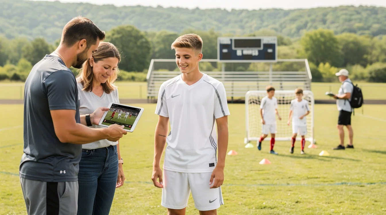 An illustrated diagram showing the key benefits of college soccer recruiting success outside major markets strategies