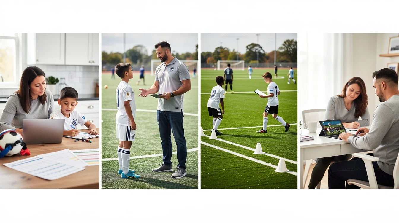 A step-by-step visual process guide demonstrating how critical questions for parents during early soccer recruiting works