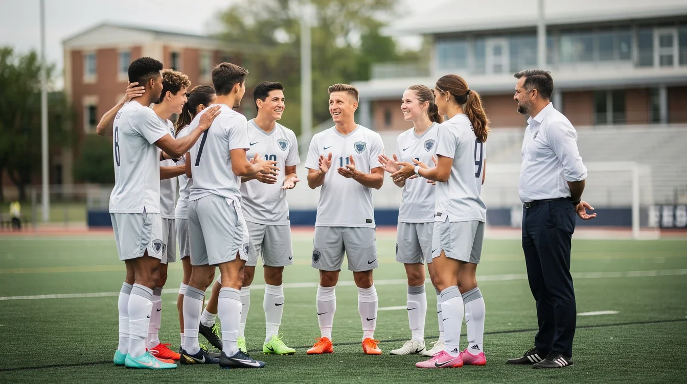An illustrated diagram showing the key benefits of emotional intelligence in college soccer recruiting strategies