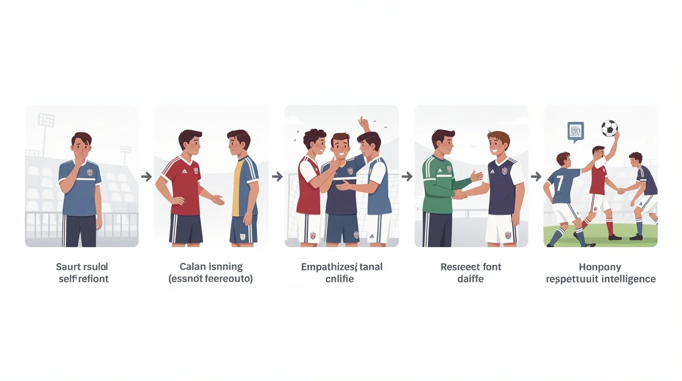 A step-by-step visual process guide demonstrating how emotional intelligence in college soccer recruiting works