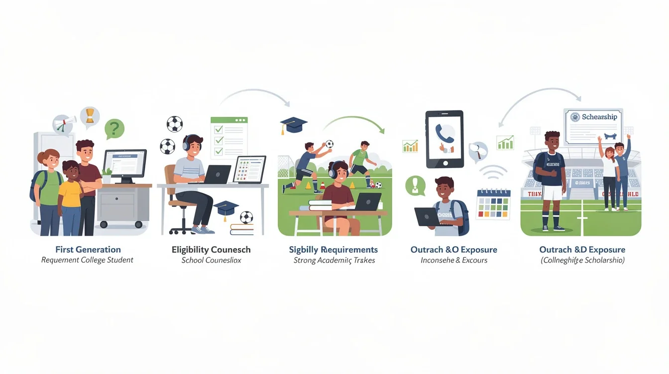 A step-by-step visual process guide demonstrating how first generation college soccer scholarship eligibility tips works