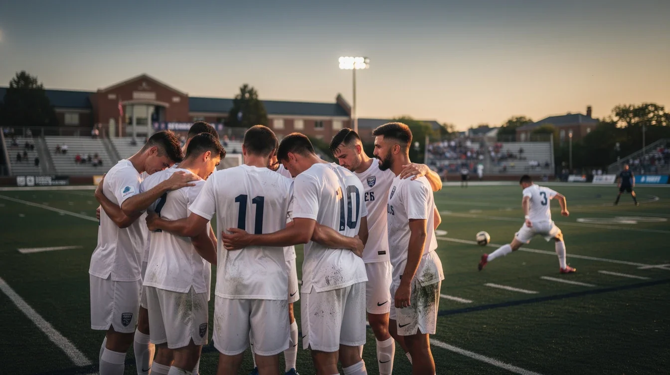 A professional team working on impact of faith and character on college soccer outcomes solutions in a modern office environment
