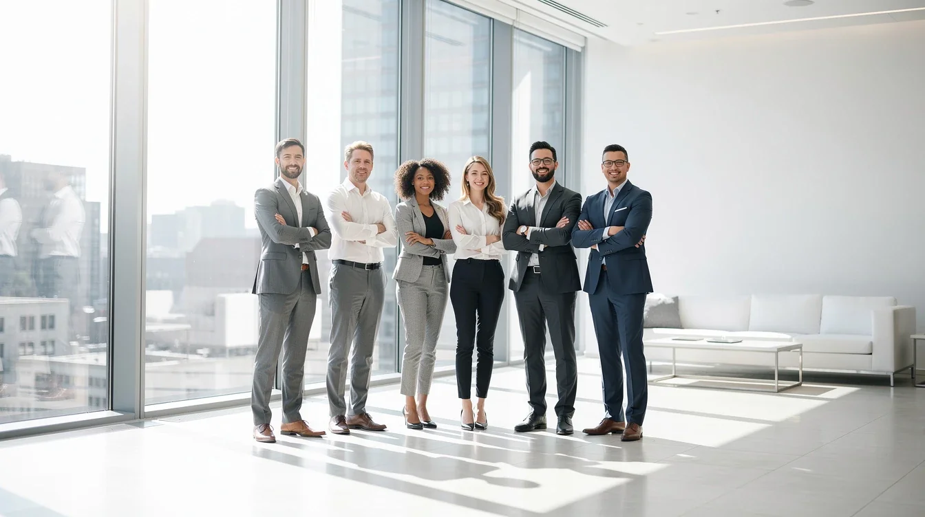 A professional team working on parent questions for college soccer recruiting calls solutions in a modern office environment
