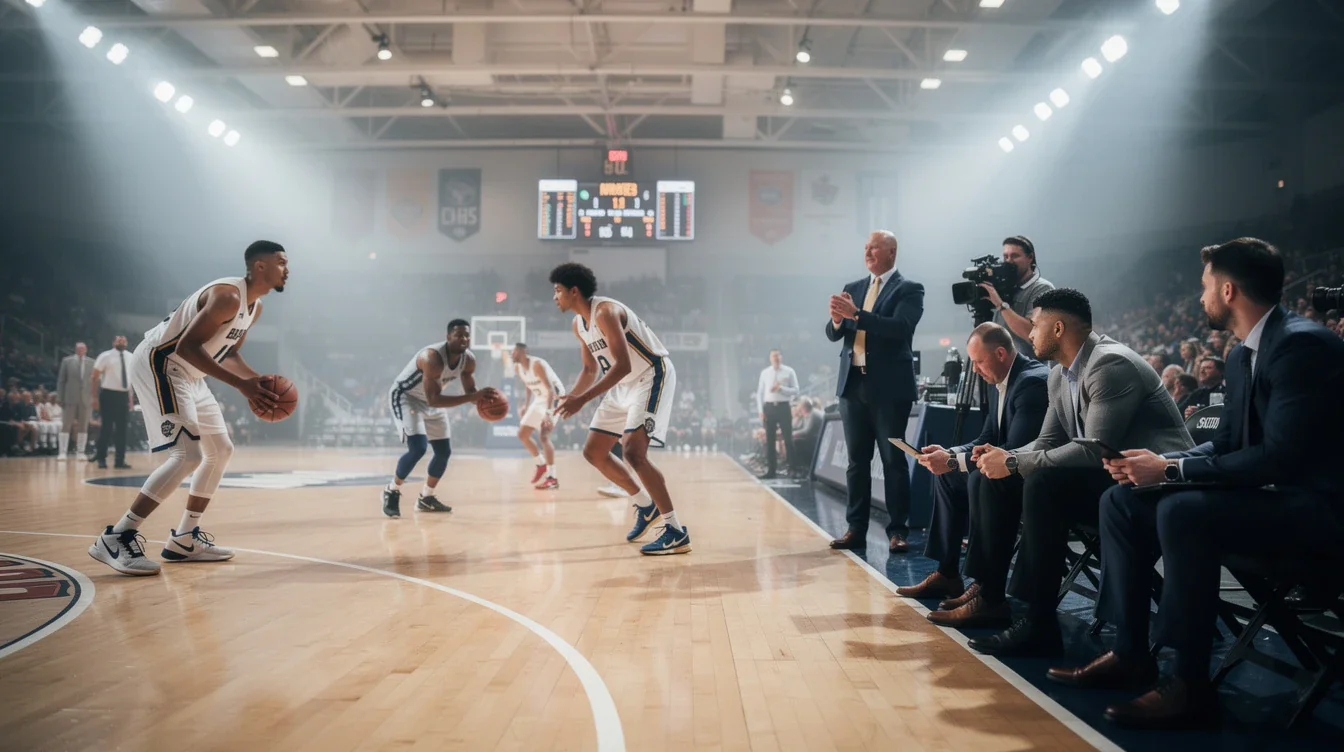 An illustrated diagram showing the key benefits of impact of midseason tournaments on recruiting visibility strategies