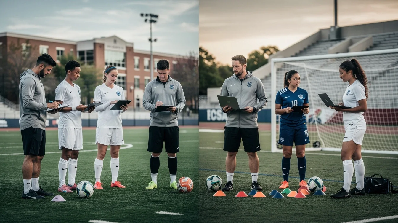 An illustrated diagram showing the key benefits of navigating ncaa d2 vs naia soccer options strategies