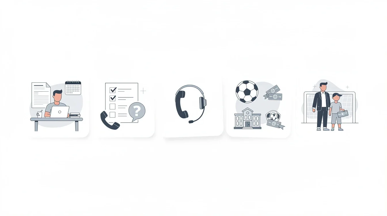 A step-by-step visual process guide demonstrating how parent questions for college soccer recruiting calls works