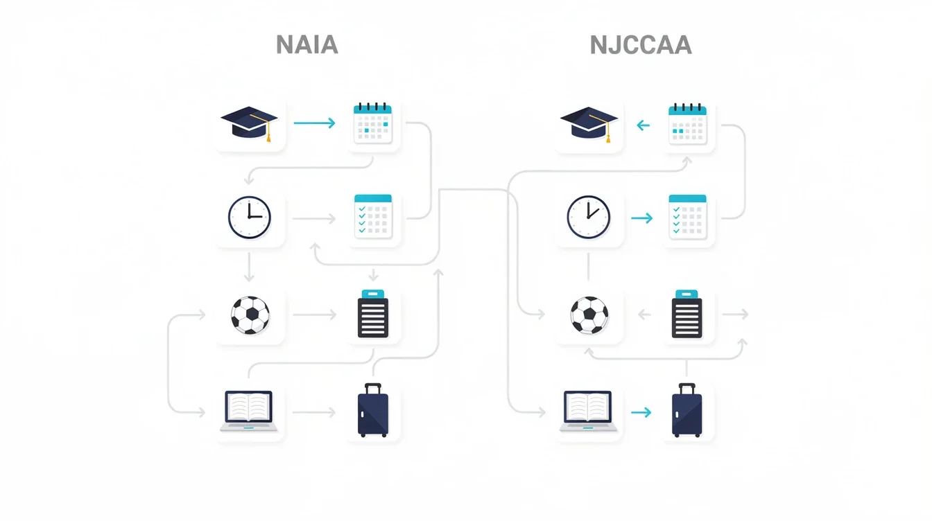 A step-by-step visual process guide demonstrating how academic flexibility naia vs njcaa soccer works