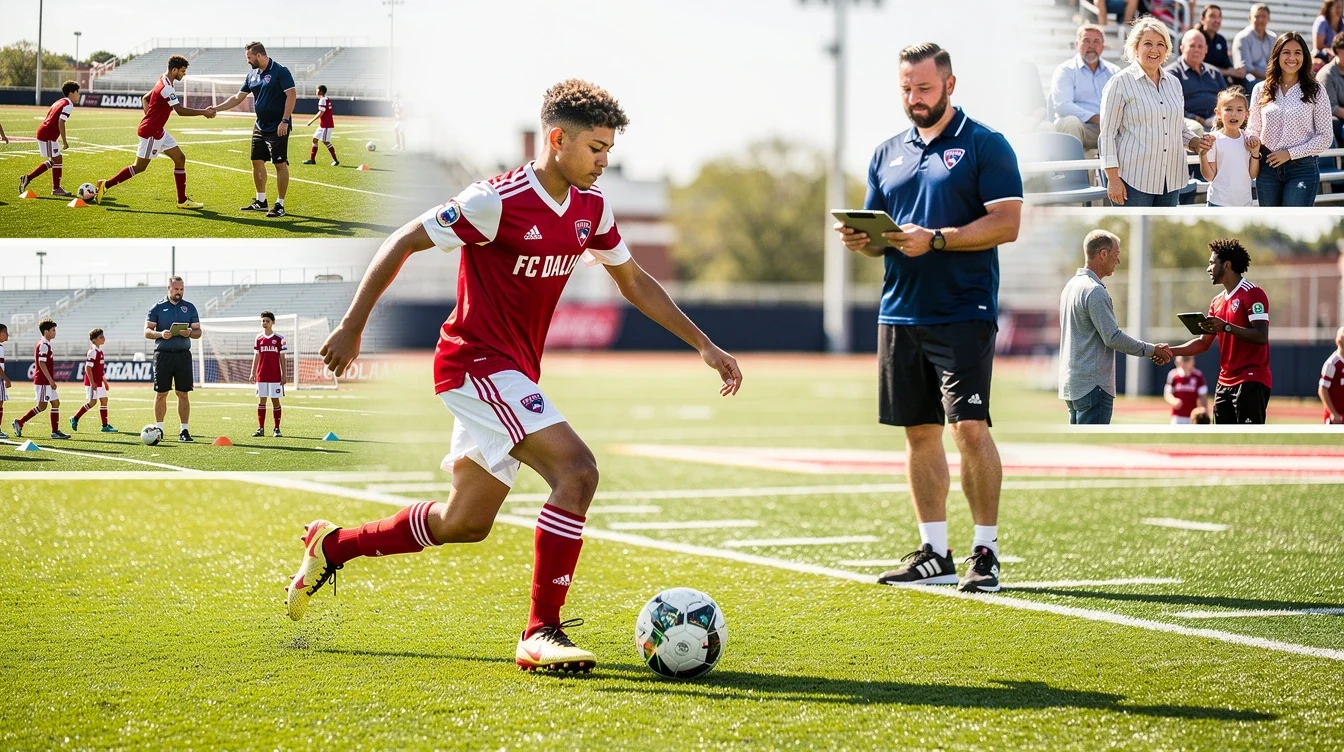 An illustrated diagram showing the key benefits of case study fc dallas player college placement path strategies