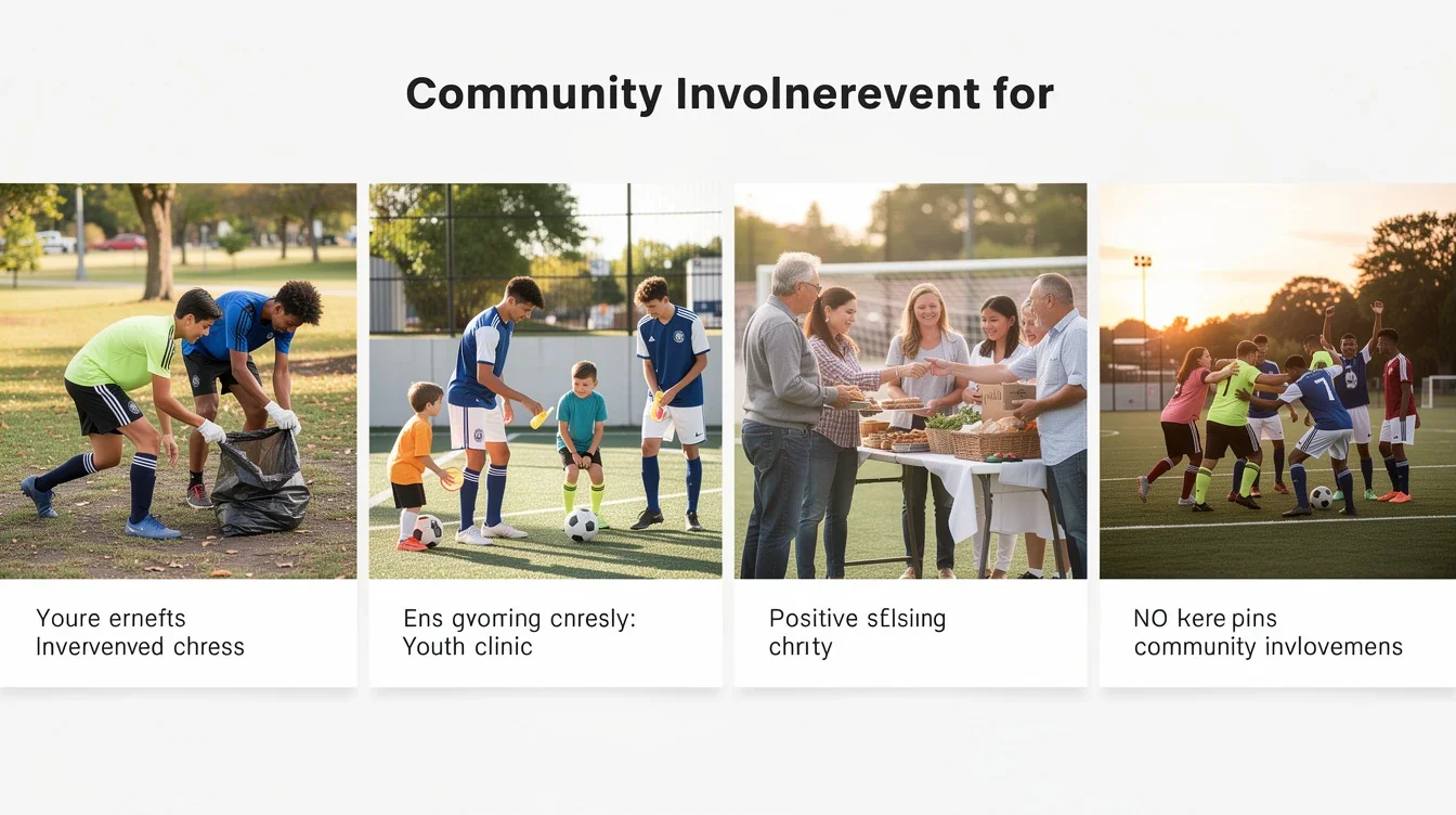 A step-by-step visual process guide demonstrating how community involvement benefits for soccer recruits works