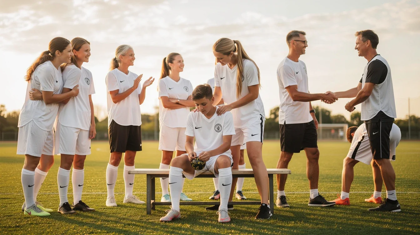 An illustrated diagram showing the key benefits of parental support for soccer recruits mental health strategies