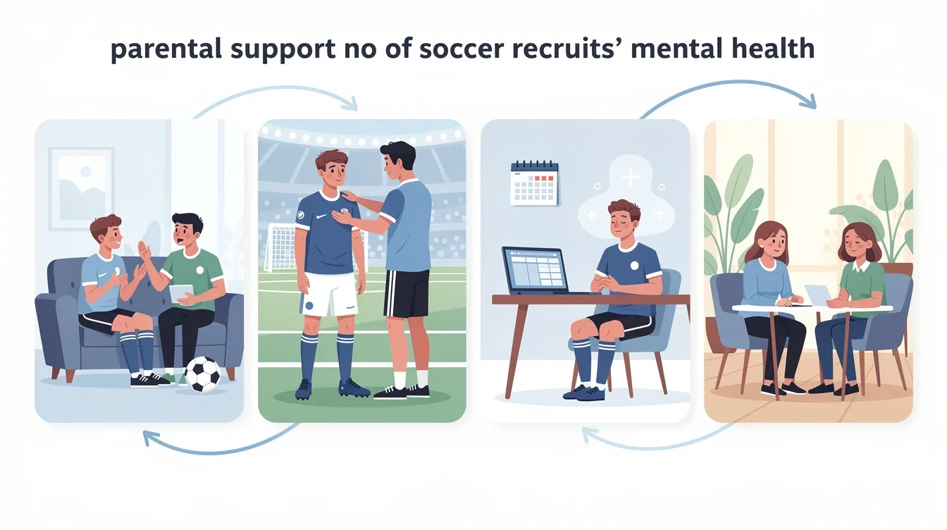 A step-by-step visual process guide demonstrating how parental support for soccer recruits mental health works