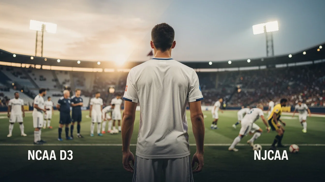 A summary infographic highlighting best practices for career impact of ncaa d3 vs njcaa soccer programs