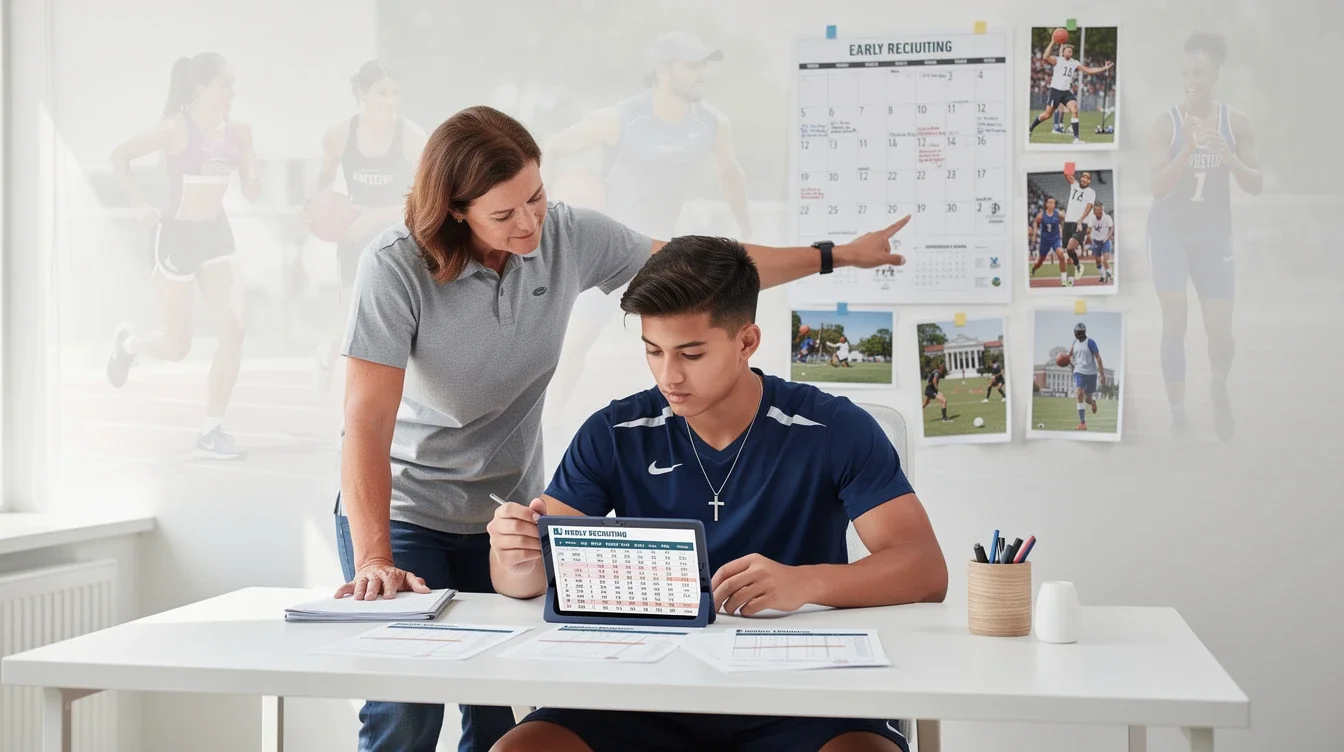 An illustrated diagram showing the key benefits of early recruiting planning for faith-driven athletes strategies