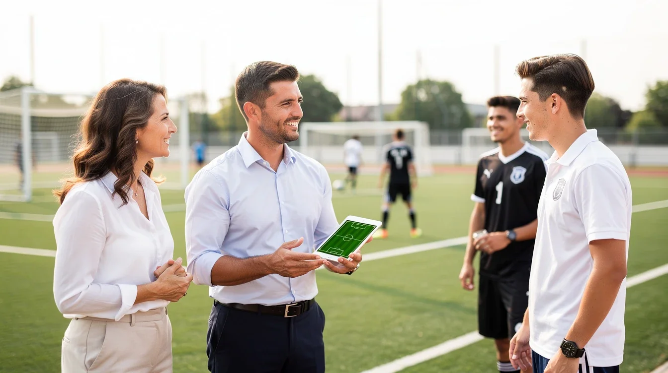 An illustrated diagram showing the key benefits of effective parent communication in soccer recruiting strategies