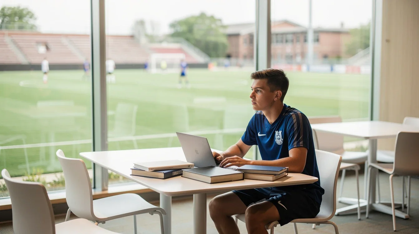 managing academics during Featured Image | Empower College Consulting A professional team working on managing academics during college soccer recruiting solutions in a modern office environment
