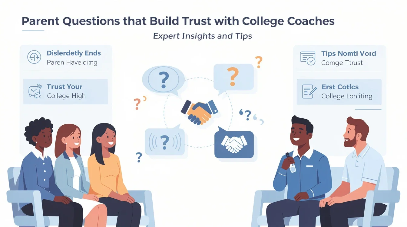 A summary infographic highlighting best practices for parent questions to build trust with college coaches