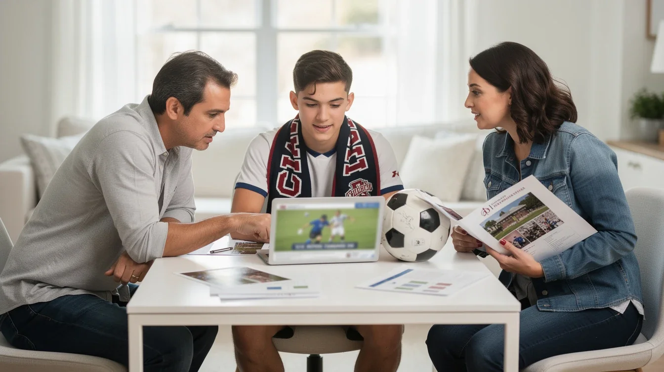 An illustrated diagram showing the key benefits of family dynamics in college soccer placement decisions strategies